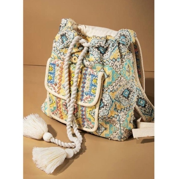 Monet Handmade Embroidered Large Boho Backpack with Tassels New with Tags main image 11